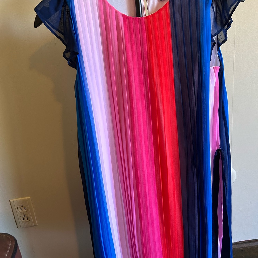 Tommy Hilfiger Pink and Blue Pleated Dress